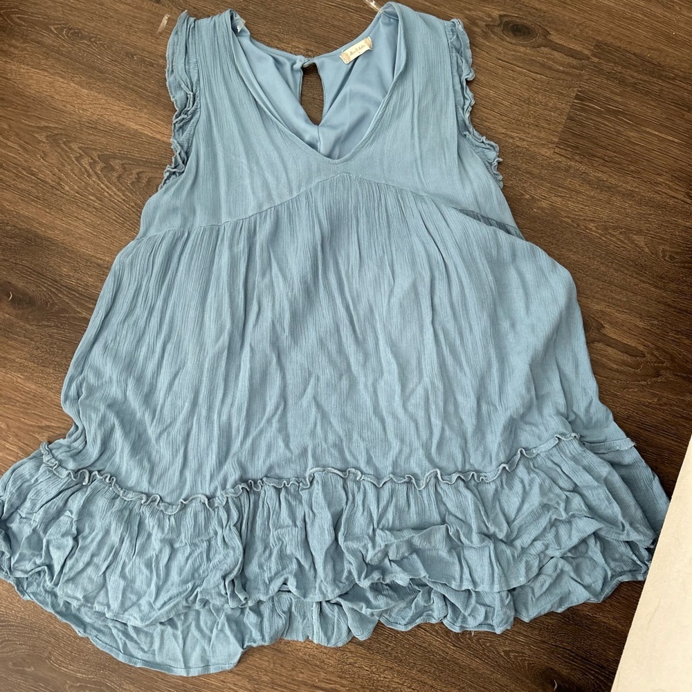 Altar'd State Light Blue Ruffle Blouse